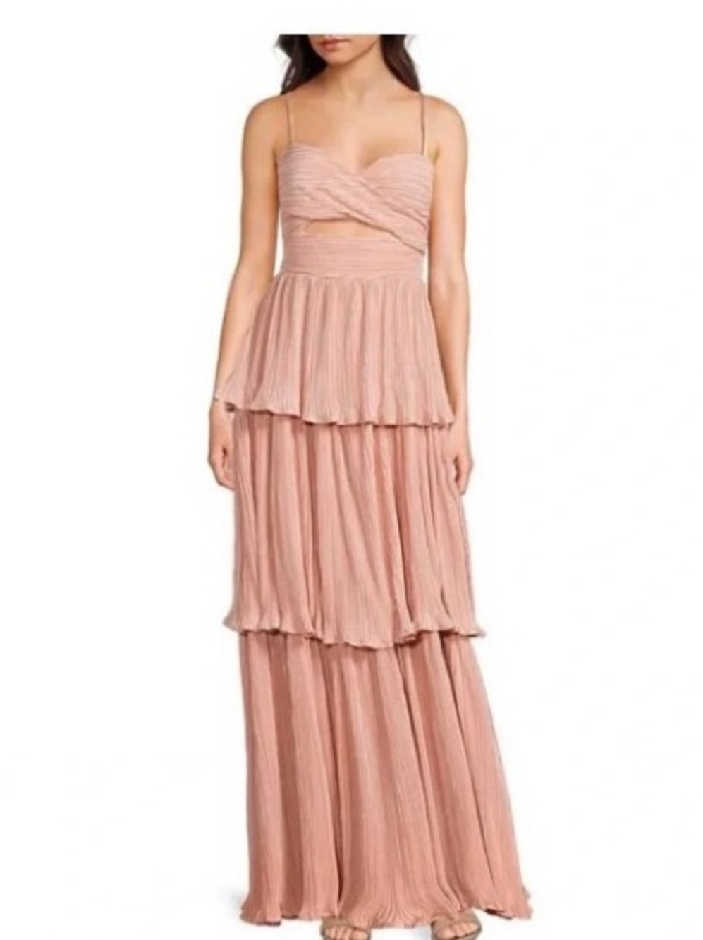 Lulu's Dusty Rose Tiered Strapless Maxi Dress